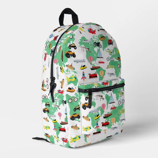 Mochila Impresa Vehículos cartográficos mundiales para niños Chica (Esquina izquierda trasera)
