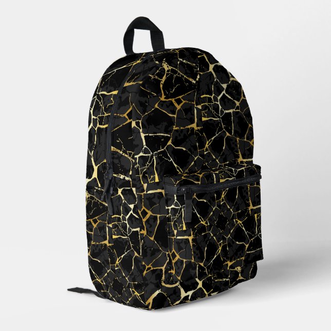 Mochila Impresa Vena de oro Kintsugi negro (Esquina izquierda trasera)