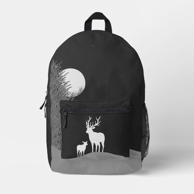 Mochila Impresa Venado en la colina Lit de la Luna (Anverso)