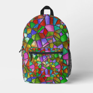 Mochila Impresa Ventana de Vidrio Emplomado Abstracto Colorido