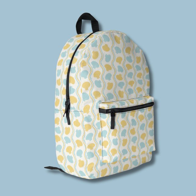 Mochila Impresa Verano de concha y olas de playa (Seashells and ocean waves backpack)