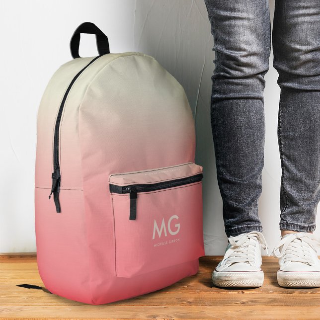 Mochila Impresa Verano Estético De Ombre Rosa De Estilo Giratorio (Girly Stylish Peach Pink Ombre Aesthetic Summer Printed Backpack
)