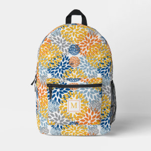 Mochila Impresa Verano Floral Resumen Colores brillantes Monograma