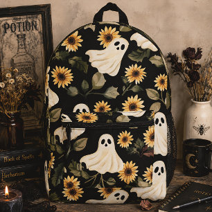 Mochila Impresa Verano Gótico Fantasmas y Girasoles Espeluznante