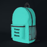 Mochila Impresa Verdadero color azul turquesa verde azul color sól<br><div class="desc">Mochila por todas partes sobre la impresión corte costura bolsa de almacenamiento y declaración de moda con plantilla de personalizable Tu tipografía de texto aquí impresa con ilustracion de fondo de color azul turquesa verde azul suroeste de color sólido y selecto colección de productos por la impresión TheFabricSeal en tienda...</div>