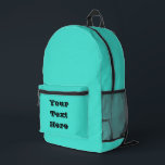 Mochila Impresa Verdadero color azul turquesa verde azul color sól<br><div class="desc">Mochila por todas partes sobre la impresión corte costura bolsa de almacenamiento y declaración de moda con plantilla de personalizable Tu tipografía de texto aquí impresa con ilustracion de fondo de color azul turquesa verde azul suroeste de color sólido y selecto colección de productos por la impresión TheFabricSeal en tienda...</div>