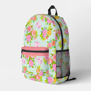 Mochila impresa Verde azulada de Rosa Shabby Vinta