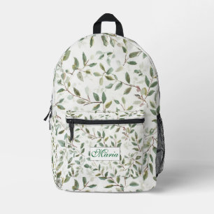Mochila Impresa Verde botánico Eucalipto monograma