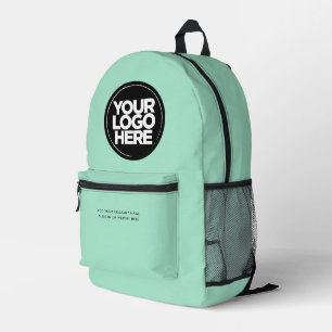 Mochila Impresa Verde Menta Logotipo y texto corporativo persona