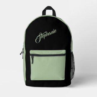Mochila Impresa Verde Menta Sólido con Nombre