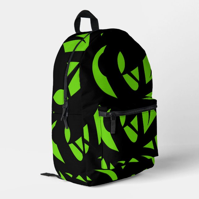 Mochila Impresa Verde/Negro de arte contemporáneo (Esquina izquierda trasera)