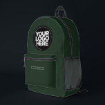 Mochila Impresa Verde oscuro | Logotipo y texto corporativo person<br><div class="desc">Ecofriendly Color verde oscuro | Logotipo corporativo personalizado y mochila impresa de texto para empresas modernas</div>
