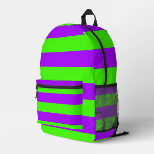 Mochila Impresa Verde Psicodélico Eléctrico Púrpura Y Harlequino