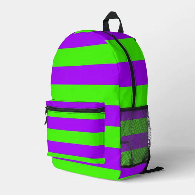 Mochila Impresa Verde Psicodélico Eléctrico Púrpura Y Harlequino (Esquina derecha trasera )