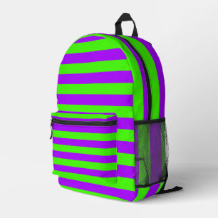 Mochila Impresa Verde Psicodélico Eléctrico Púrpura Y Harlequino