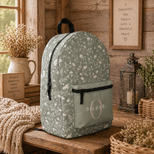 Mochila Impresa Verde Salvia Floral, Casa de Campo, Núcleo de Caba