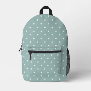 Mochila Impresa Verde Salvia Y Lunares Blancos Estética Cottagecor