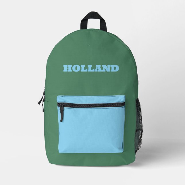 Mochila Impresa Verde y Azul Personalizado (Anverso)