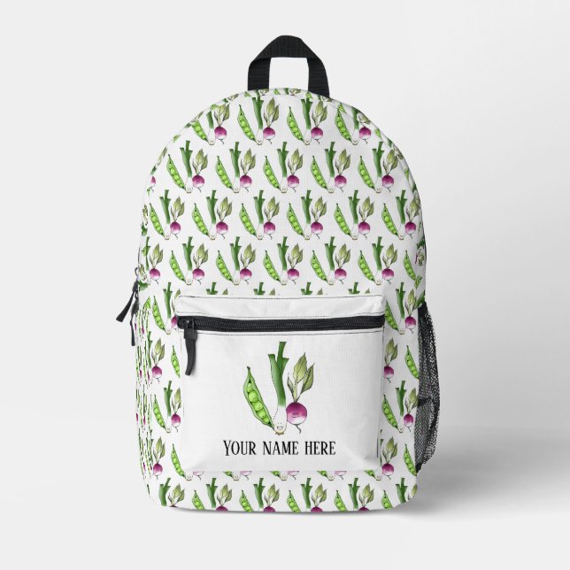 Mochila Impresa verduras lindas (nombre) (Anverso)