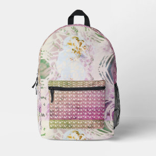 Mochila Impresa Versión rosa de hoja blanca vara