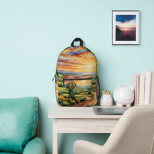 Mochila Impresa Viajando en el atardecer, Print Cut Sew Bag
