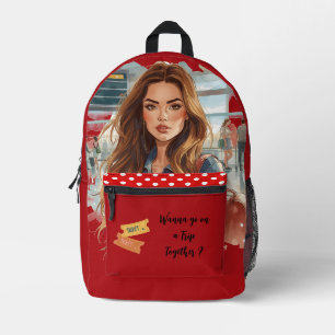 Mochila Impresa Viajando, ¿Quieres ir en un viaje juntos? Impreso