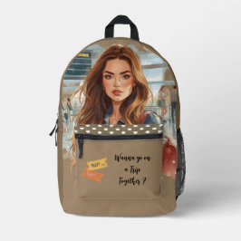 Mochila Impresa Viajando, ¿Quieres ir en un viaje juntos? Impreso
