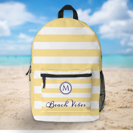 Mochila Impresa Vibes de playa Monograma de franjas blancas amaril