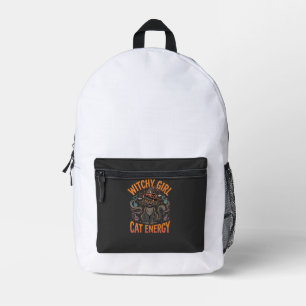 Mochila Impresa Vibraciones de Gata Bruja de Halloween