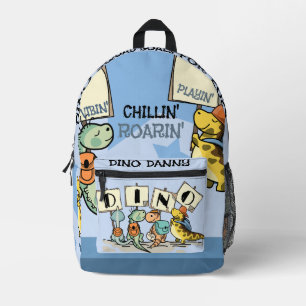 Mochila Impresa Vibraciones geniales con tema de dinosaurios y div
