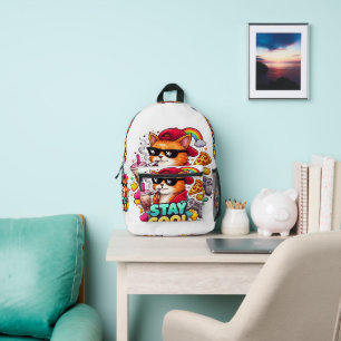 Mochila Impresa Vibraciones Geniales – Ropa Urbana de Gato Relajad