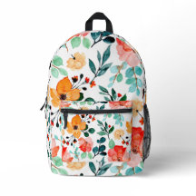 Vibrant Watercolor Floral Orange Blue Pattern