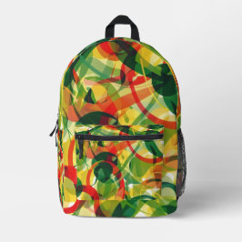 Mochila Impresa Vibrante amarillo y verde Resumen del estilo de ar