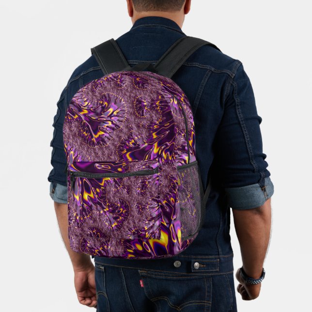 Mochila Impresa Vibrante arte fractal trippy morado amarillo groov (Insitu (Modelo))