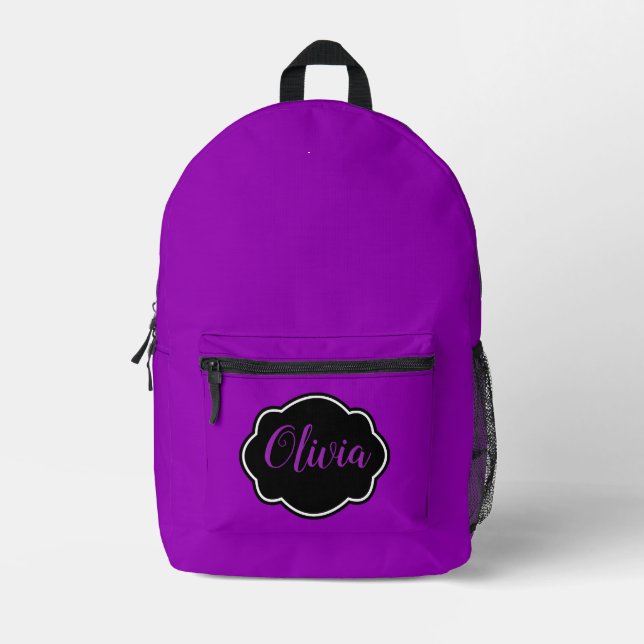 Mochila Impresa Vibrante, audaz Fuchsia Purple Personalizada (Anverso)