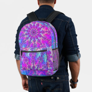 Mochila Impresa Vibrante Colorido Groovy Fractal Explosión Psicodé