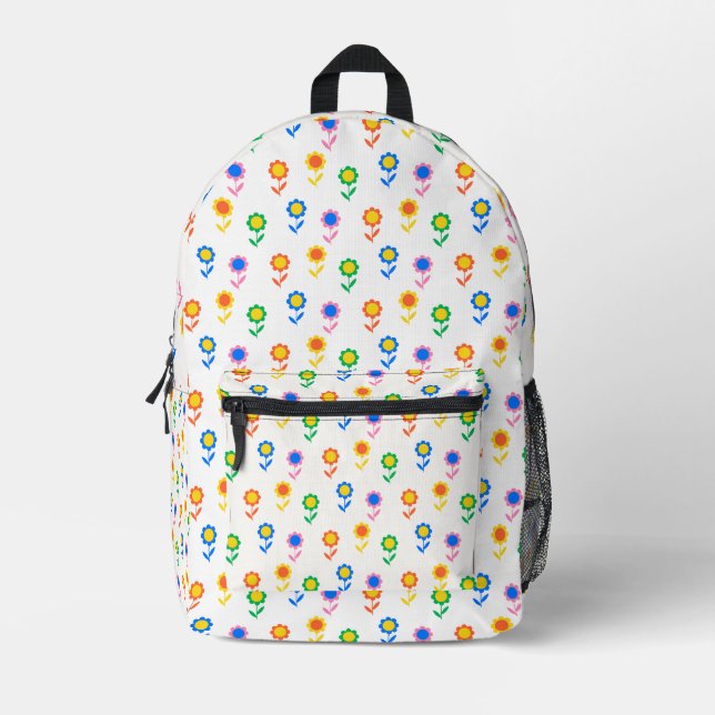 Mochila Impresa Vibrante Diseño Floral (Anverso)