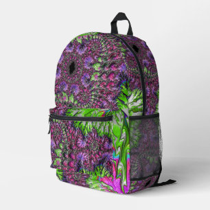 Mochila Impresa Vibrante Neon Colorful Trippy Groovy Fractal Art