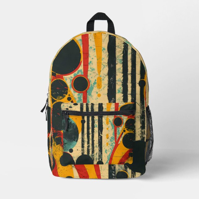 Mochila Impresa Vibrante Patrón de graffiti geométrico Bauhaus (Anverso)