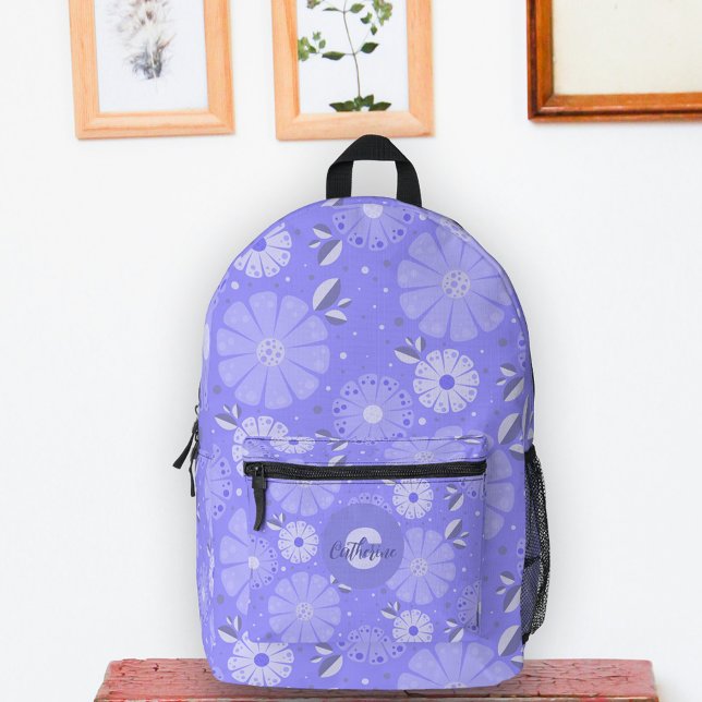Mochila Impresa Vibrante Purple Lavender Folk Art Floral Patrón (Subido por el creador)