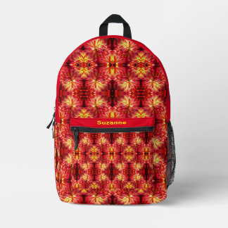 Mochila Impresa Vibrante resumen rojo de la flor de Dahlia persona