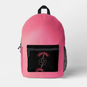 Mochila Impresa Vibrante Rosa No Persigo Me Cargó Perno Relámpago
