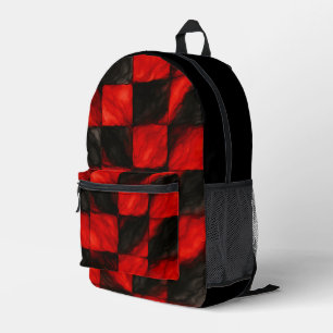 Mochila Impresa Vibrante tablero de ajedrez rojo y negro