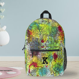Mochila Impresa Vibrantes dibujos de Doodle con inicio personaliza