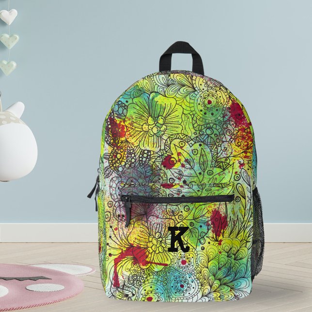 Mochila Impresa Vibrantes dibujos de Doodle con inicio personaliza (Subido por el creador)