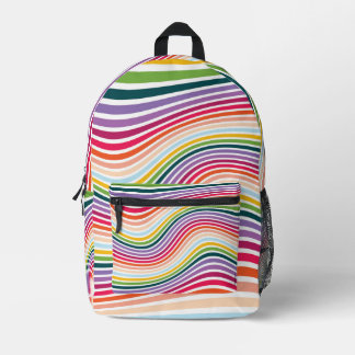 Mochila Impresa Vibrantes olas de arco iris abstractas