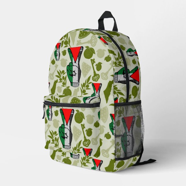 Mochila Impresa Victory Sign Hand Resistance Red Triangle Symbol (Esquina derecha trasera )