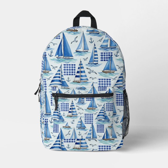 Mochila Impresa Vida Costera Océanos Azules (Anverso)