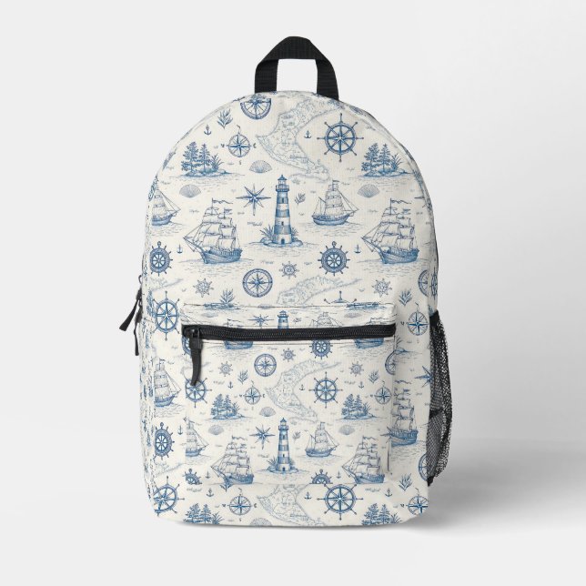 Mochila Impresa Vida Costera Océanos Azules (Anverso)