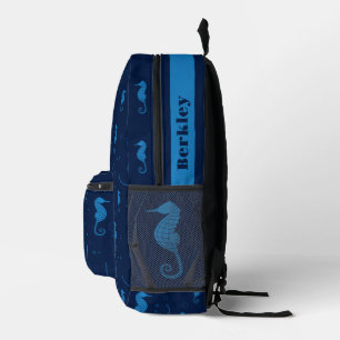 Mochila Impresa Vida marina animal Nombre del caballito de mar azu